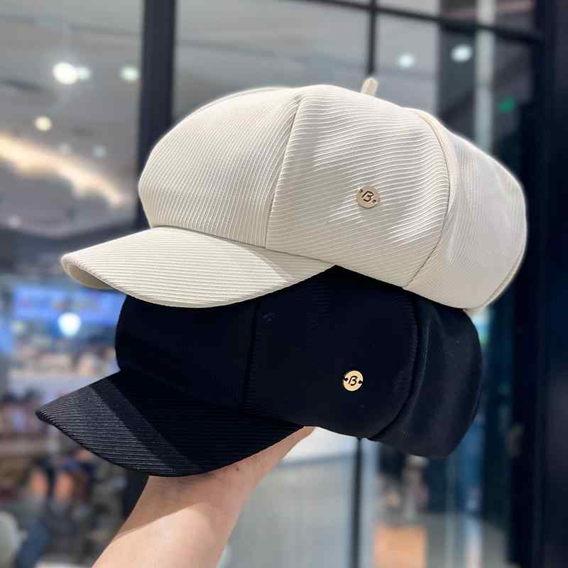 キャスケット帽子 おしゃれ 春秋 レディース 八角形帽子 韓国 メタル ベレー帽 レトロ キャスケット ペ..