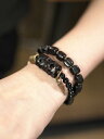 ブレスレット メンズ おしゃれ アクセサリー レディース 女性用 ごつい ワイルド ビーズ 金属 数珠 木製 普段使い お出かけ レジャー 小物 黒(4)