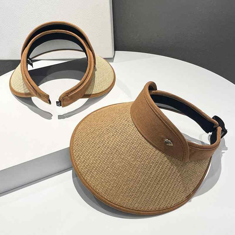 サンバイザー 春夏 わら 織り つば 広 防紫外線 シルクハット ビーチ 旅行 女性用 韓国 日よけ 帽子 レジャー カジュアル