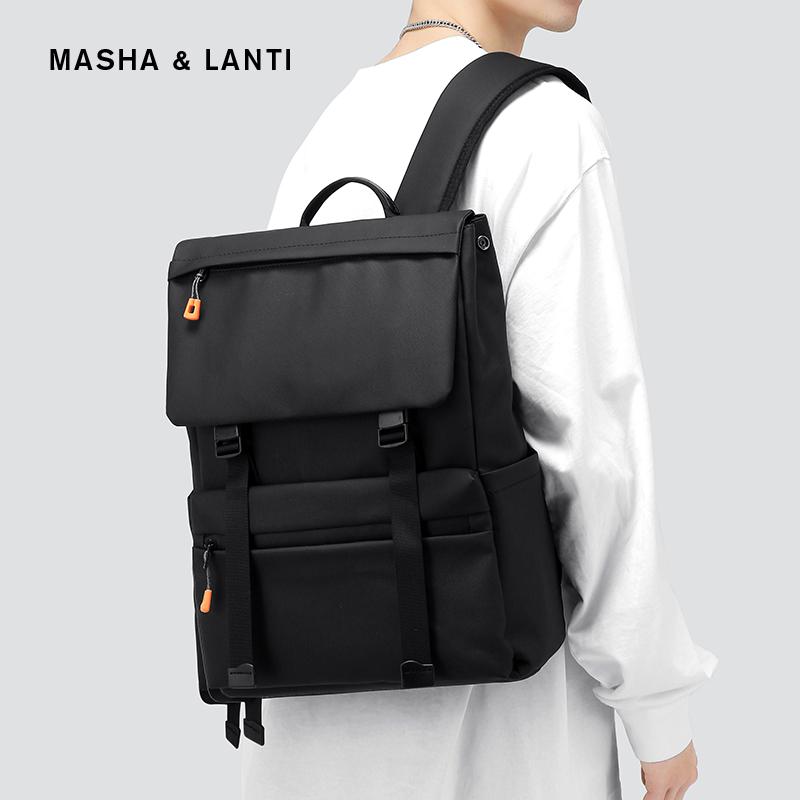 リュック メンズ バックパック 韓国 ナイロン 大容量 収納 耐久性 通気性 防水 通勤 大学生 旅行 シンプル おしゃれ ジップアップ 黒