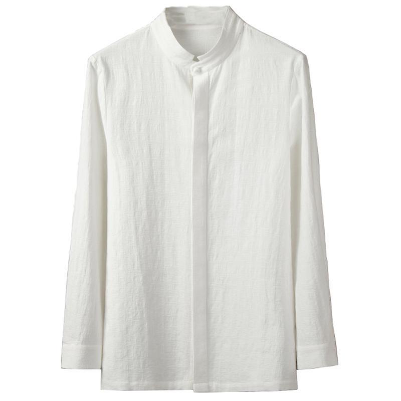 シャツ メンズ 長袖 春 中国風 レトロ トップス コットンリネン スタンドカラー 大きいサイズ ゆったり..