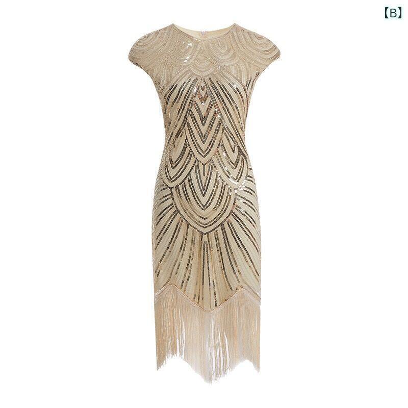 フラッパー ドレス レディース レトロ ミディ丈 スカート ノースリーブ フリンジ キラキラ スパンコール 大きいサイズ ショール パーティー イベント ダンス パフォーマンス 華やか セクシー エレガント 黒 赤 ピンク