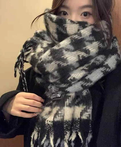 マフラー レディース 韓国 千鳥格子 冬 厚手 暖かい ネックウォーマー ショール 長方形 フリーサイズ ポリエステル フリンジ アウトドア おしゃれ 黒 白 ピンク マフラー レディース 韓国 千鳥格子 冬 厚手 暖かい ネックウォーマー ショール 長方形 フリーサイズ ポリエステル フリンジ アウトドア おしゃれ 黒 白 ピンク