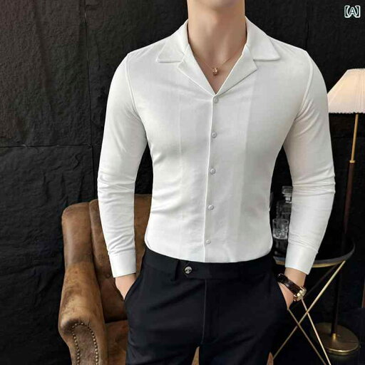 シャツ メンズ スタイリッシュ おしゃれ 紳士服 男性用 シャツ トップス 大きいサイズ シンプル 春 長袖 高級感 ホワイト ブラック シャツ メンズ スタイリッシュ おしゃれ 紳士服 男性用 シャツ トップス 大きいサイズ シンプル 春 長袖 高級感 ホワイト ブラック