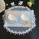 ほこりよけ 布 おしゃれ キッチン 卓上 ラウンド 円形 丸 レース トレイ ティーセット ポット カップ カバー タオル 生地 家電 ダスト 防塵 傷 汚れ ...