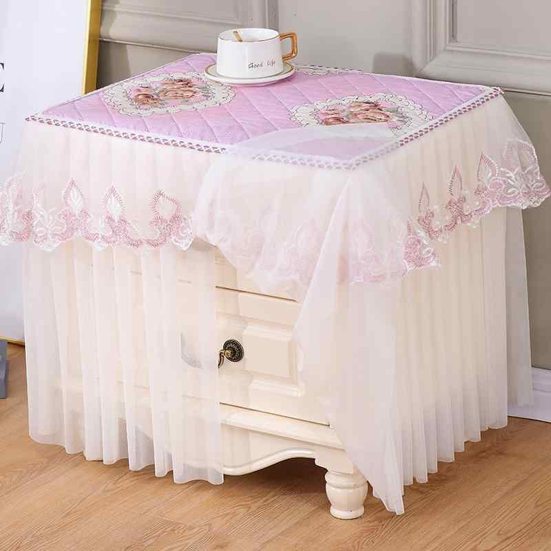 サイド テーブルクロス おしゃれ キャビネット 織り 鳥 レース ベッド カバー 布 家庭用 寝室 リビング インテリア ほこりよけ 多目的 パープル ブルー ブラウン エレガント シンプル モダン セット