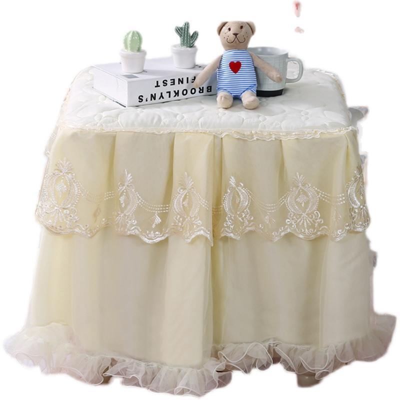 サイド テーブルクロス おしゃれ キャビネット ベッド カバー レース プリンセス 保護 キルティング 厚..