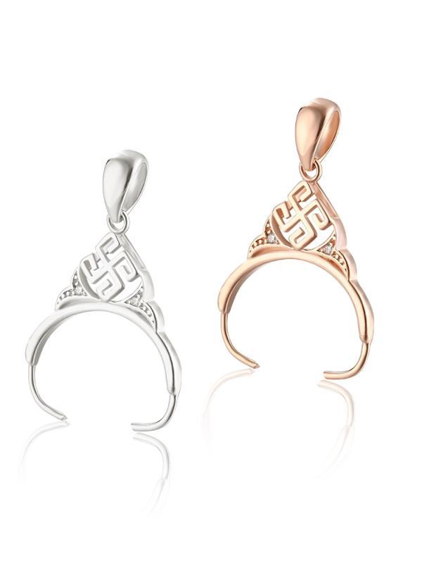空枠 ペンダント トップ S925 スターリングシルバー バックル ヘッド diy クリップ 中国 アクセサリー ネックレス ハンドメイド 手作り プラチナカラー ゴールド ローズゴールド