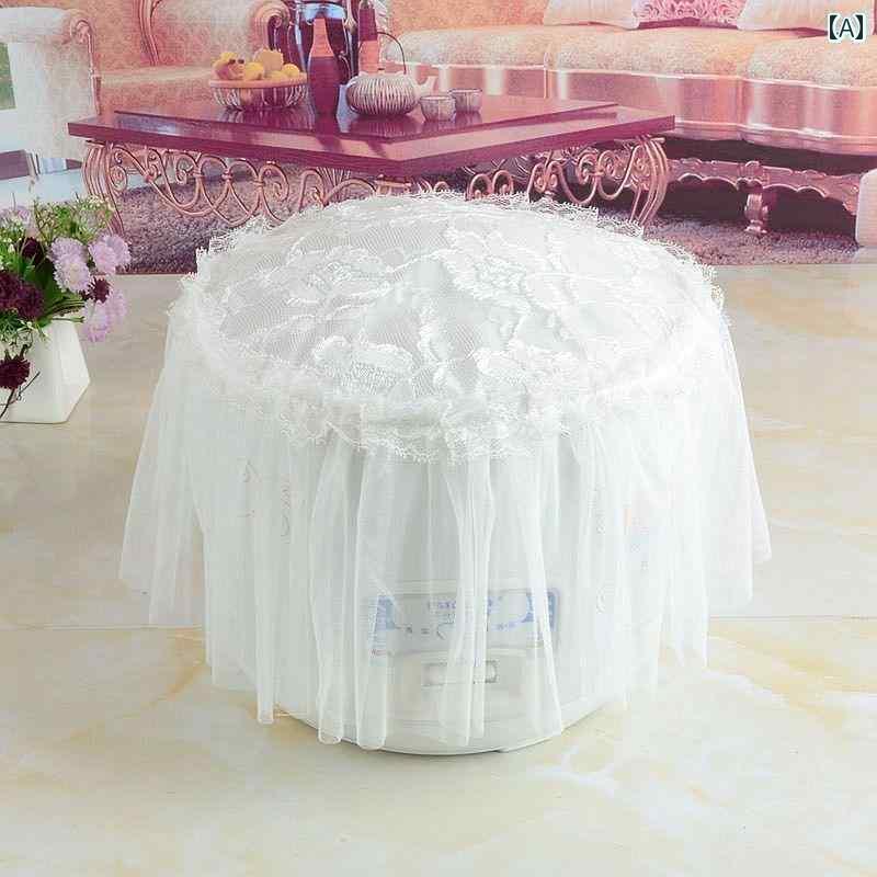 炊飯器 ほこり よ け カバー ノンフライヤー タオル 牡丹 刺繍 生地 レース ミキサー ブレンダー ジューサー ダスト布 防塵 傷 汚れ 防止 ベージュ ピンク 白