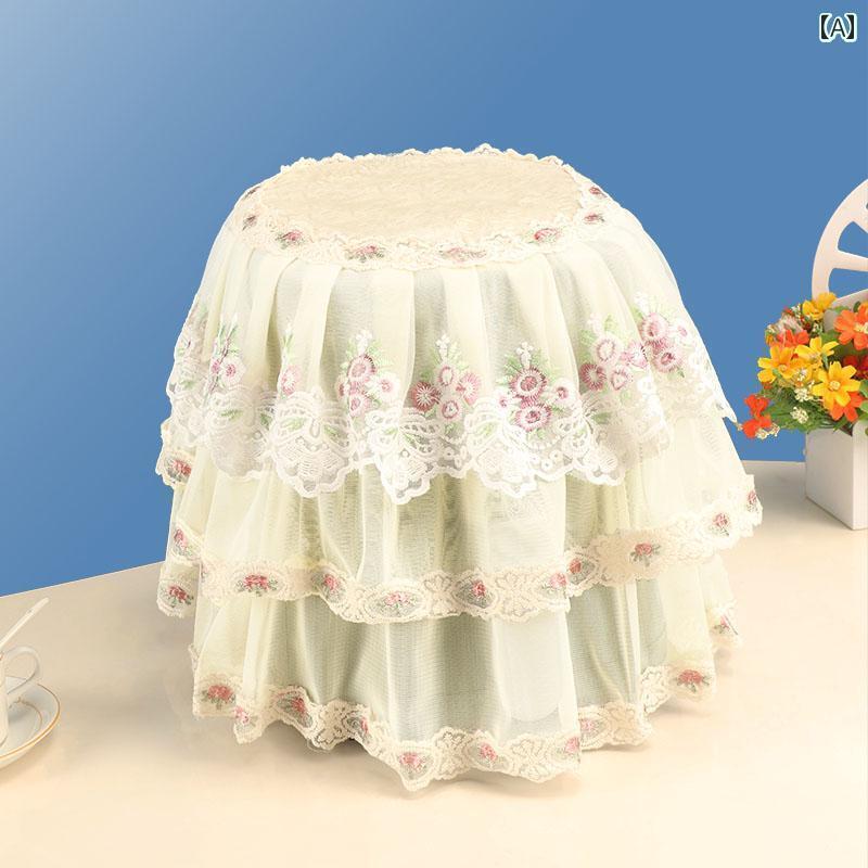 炊飯器 ほこり よ け カバー ミキサー ジューサー ブレンダー マシン 布 タオル 生地 ダスト 傷 汚れ 防止 シフォン レース ヨーロッパ おしゃれ シャンパン グレー 紫