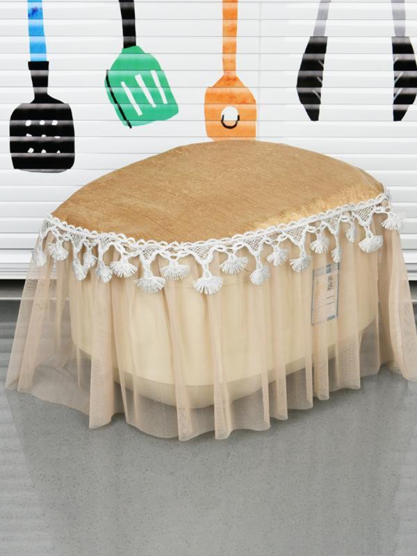 炊飯器 ほこり よ け カバー レース タオル 防塵 保護 傷 汚れ 防止 家電 キッチン 布 ラウンド 円形 長方形 スク グレー チャコール