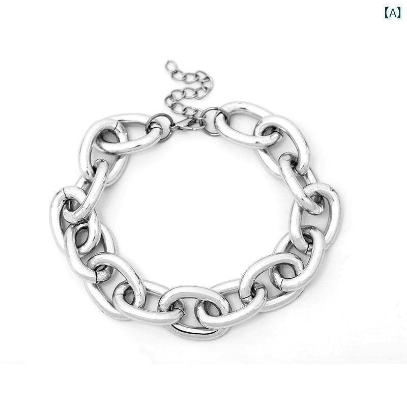 太い チェーン ネックレス メタル メンズ レディース カップル ペア ストリート ヒップ ホップ ブレスレット かっこいい ダンス ダンサー アクセサリー 2