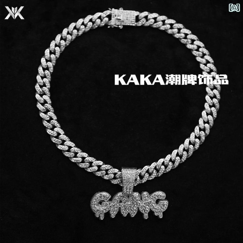 ネックレス メンズ アクセサリー 極太 ヒップホップ ギャング アメリカン ペンダント セット レディース 男女兼用 ショート 鎖骨 チェーン キューバ シルバ...