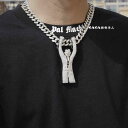 ネックレス メンズ アクセサリー シルバー 極太 ヒップホップ ペンダント キューバ 鎖骨 チェーン 合金 ラインストーン クール セット アメリカン