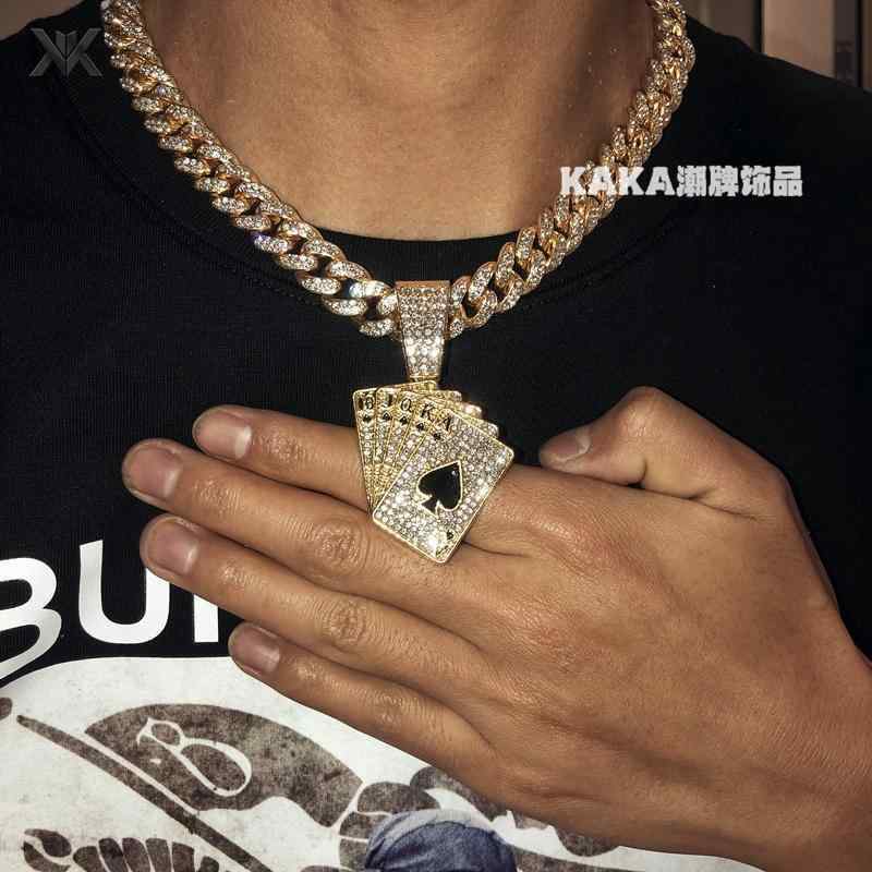 太い チェーン ネックレス 極太 マイアミ キューバン ヒップホップ ごつい ラップ アメリカン ストリート ICED OUT アイスアウト トランプ ペンダン...