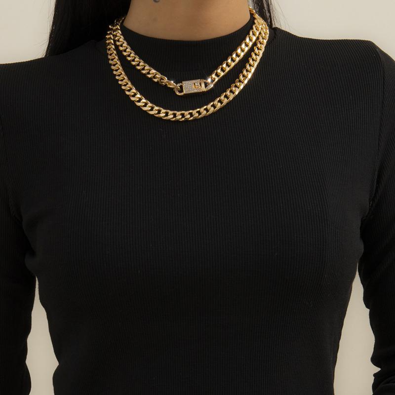 太い チェーン ネックレス 極太 マイアミ キューバン ヒップホップ ごつい ラップ アメリカン ストリート ICED OUT アイスアウト 二 重 ダブル ク...