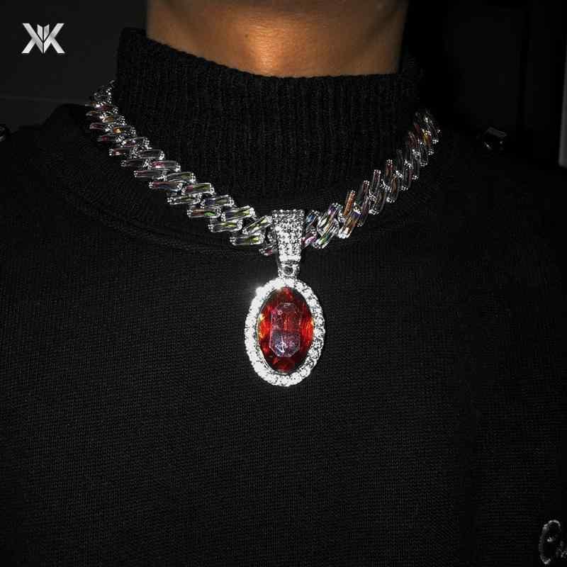 太い チェーン ネックレス 極太 マイアミ キューバン ヒップホップ ごつい ラップ アメリカン ストリート ICED OUT アイスアウト オーバル 大ぶり ...