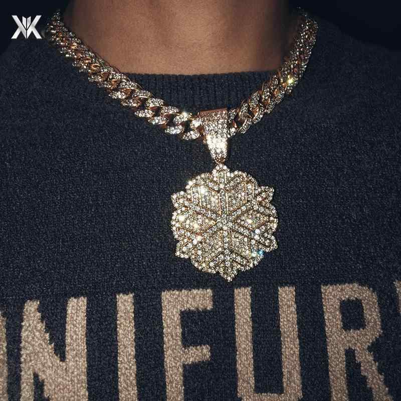 太い チェーン ネックレス 極太 マイアミ キューバン ヒップホップ ごつい ラップ アメリカン ストリート ICED OUT アイスアウト スノーフレーク ペ...