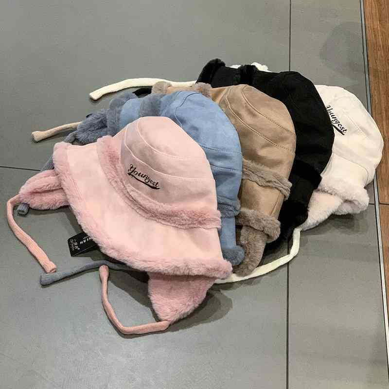 バケットハット レディース 秋冬 バケハ 帽子 防寒 小顔効果 韓国 厚手 暖かい もこもこ 取り外し可能..