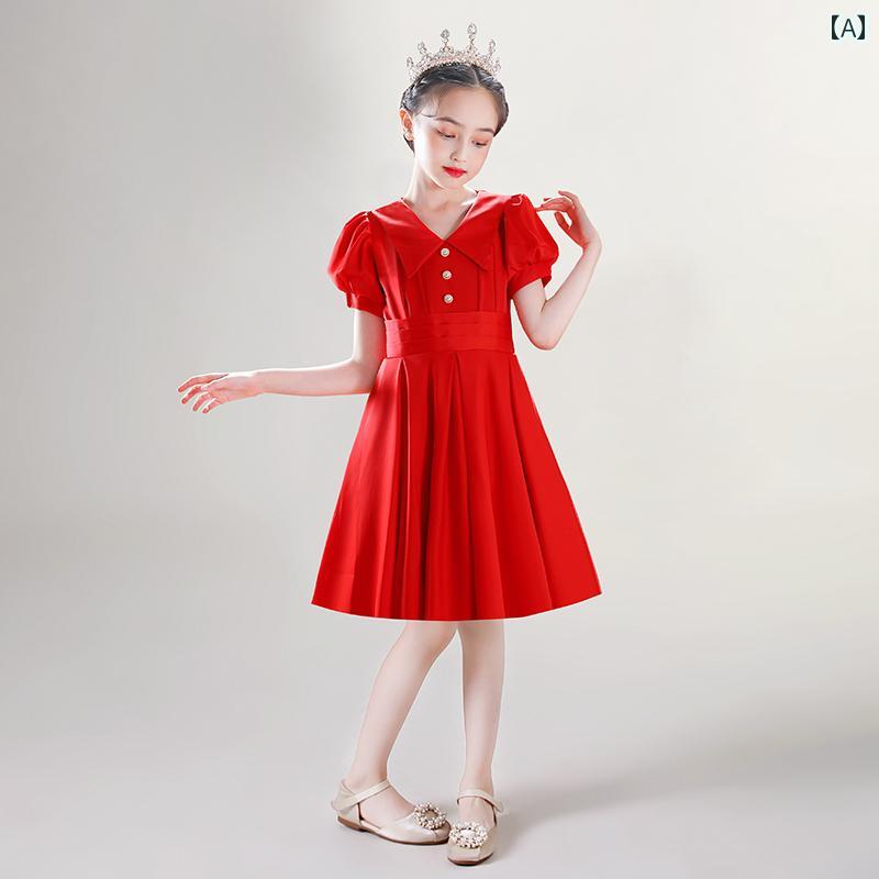 子供服 女の子 プリンセス ドレス ファッション オールシーズン パフスリーブ Aライン ショート丈 スカート ポリエステル 春秋