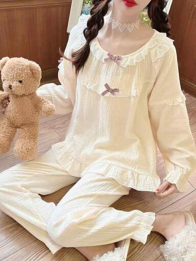 パジャマ 薄手 綿 ガーゼ レディース 春秋 ちょう結び シアサッカー コットン 甘くて かわいい 女の子 ホーム パジャマ 薄手 綿 ガーゼ レディース 春秋 ちょう結び シアサッカー コットン 甘くて かわいい 女の子 ホーム