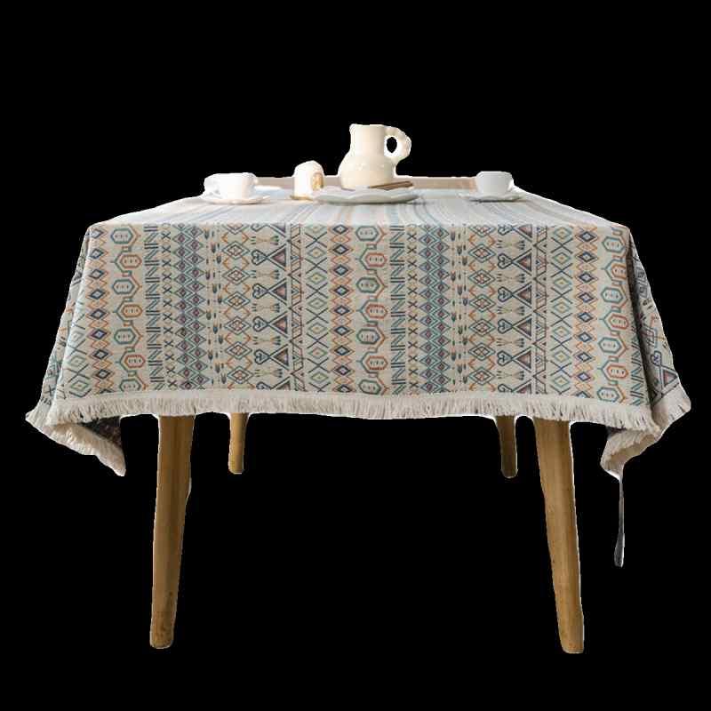 テーブルクロス エスニック 布 机 デスク キッチン リビング ホームパーティー カバー おしゃれ インテリア レトロ ボヘミアン フリンジ 赤 緑
