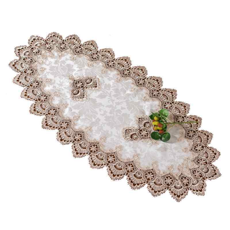 テーブルセンタークロス レース アメリカン ランナー ドイリー ダイニング チェスト 防塵 インテリア 装飾 刺繍 ジャガード シンプル エレガント おしゃれ 白 茶 楕円形