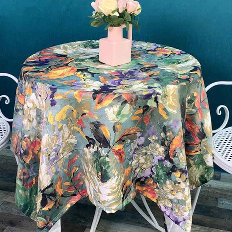 コーヒーテーブル クロス 円形 110 正方形 長方形 シェニール ジャガード 防塵 滑り止め ソフト 家庭 インテリア ダイニング リビングルーム 寝室 アメリカン レトロ エレガント アート 花柄 黒 青 緑