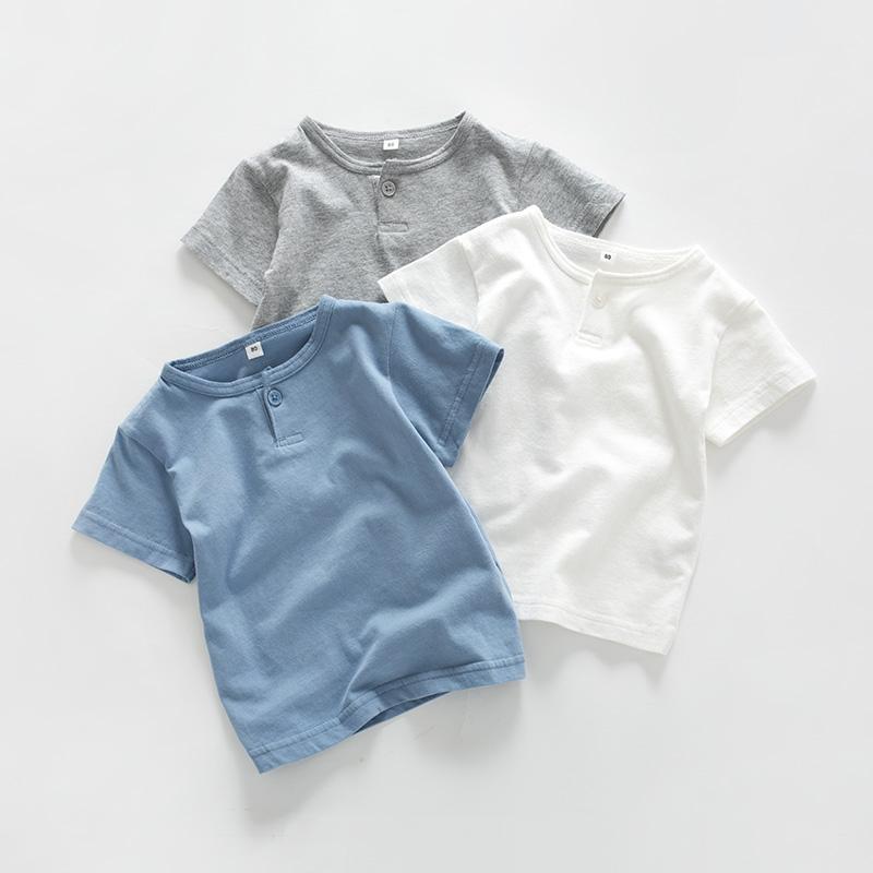 日本の子供 用 コットンの男の子と女の子の無地の半袖 シャツ トップス ベビー 夏