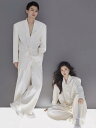 ウェディング ペアルック カップル 結婚式 写真 フォト スタジオ レディース メンズ 上下セット ジャケット パンツ ゆったり カジュアル 白 おしゃれ