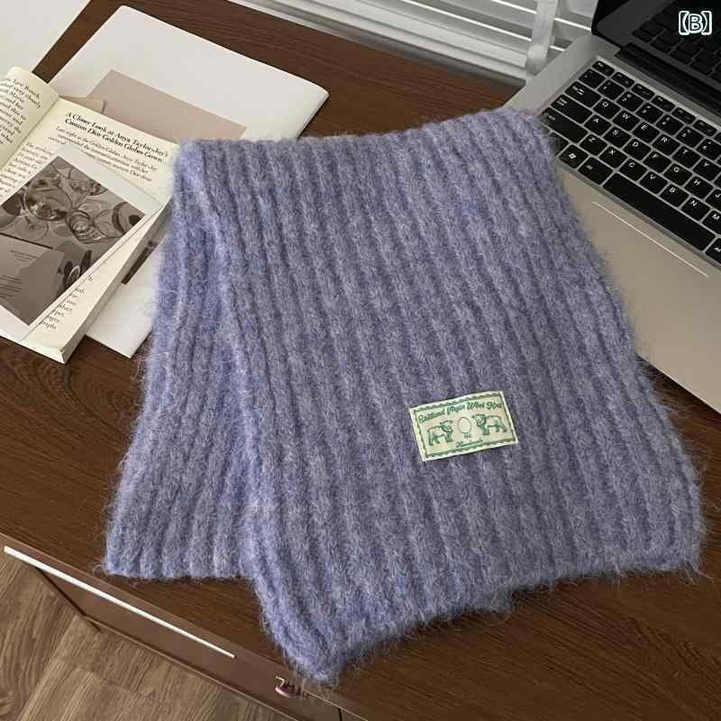 マフラー レディース ストール 防寒 暖かい 春秋冬 ニット 厚手 多用途 韓国 長方形 柔らかい ふわふわ 無地 カジュアル シンプル 白 緑 紫 プレゼント