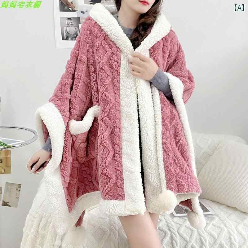 ポンチョ コート 冬 レディース マント ケープ ショール 羽織り 厚手 ゆったり ふわふわ 暖かい おしゃれ 多機能 ポケット フリーサイズ フード付き ピンク 紫 緑