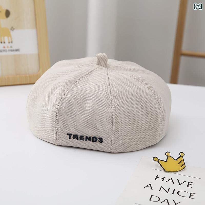 ベレー帽 キッズ 女の子 おしゃれ 春秋 多用途 シンプル ハット 調節可能 プレゼント 英文字 ユニセックス フリーサイズ カーキ ピンク 茶