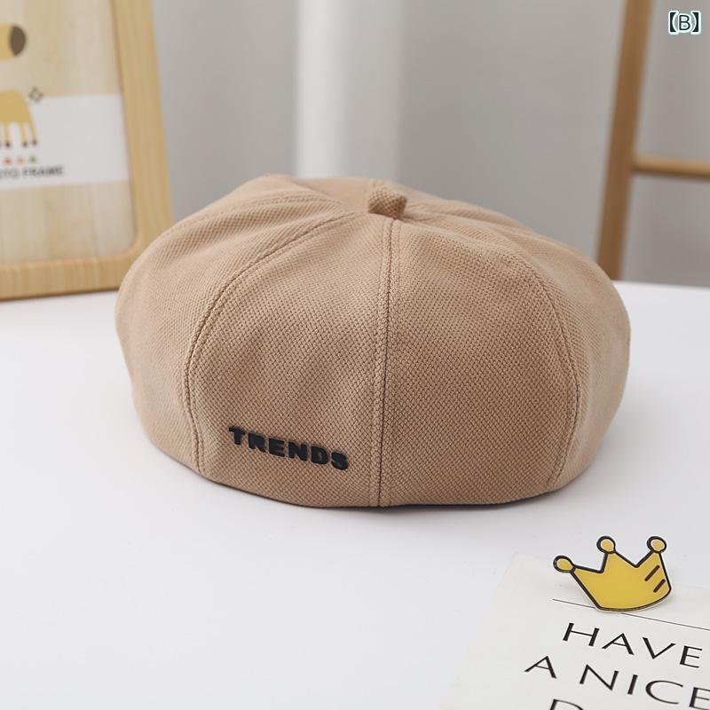 ベレー帽 キッズ 女の子 おしゃれ 春秋 多用途 シンプル ハット 調節可能 プレゼント 英文字 ユニセックス フリーサイズ カーキ ピンク 茶