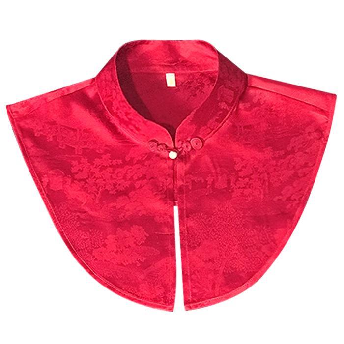 付け襟 大きいサイズ レディース 夏 チャイナ レトロ ビッグカラー ショール 漢服 チャイナボタン 装飾 アクセサリー 個性的 エレガント おしゃれ 赤 黒 緑