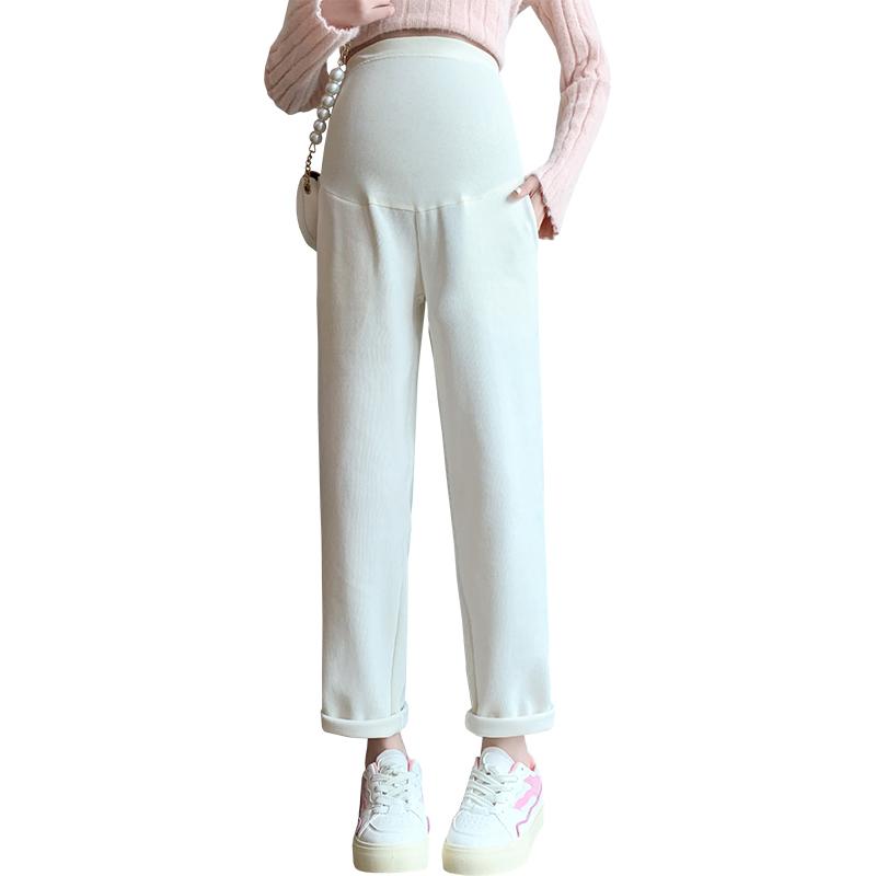 マタニティパンツ 春秋 妊娠初期 カジュアル ストレートパンツ ボトム シガレットパンツ 腹部サポート ロング くるぶし丈パンツ