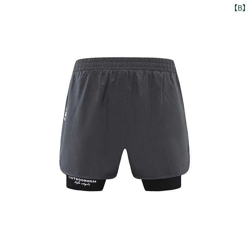 ショートパンツ メンズ スポーツ 吸汗速乾 ランニングパンツ インナー付き 二合一 ...