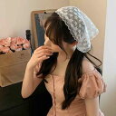ヘッドアクセサリー レディース スカーフ おしゃれ 春夏 三角巾 ヘアバンド 髪飾り カチューシャ フリル シンプル 旅行 リゾート 写真撮影 レース チェック ニット(4)