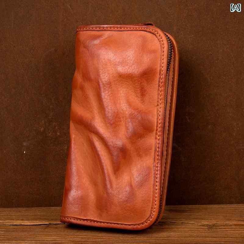 財布 メンズ 長財布 手揉みカラー 植物タンニン なめし ハンドバッグ カードホルダー レザー 小銭入れ ..