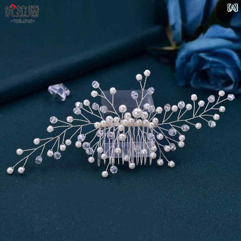 ウェディング ヘッドドレス ヘアアクセサリー 結婚式 花嫁 レディース コーム パー...