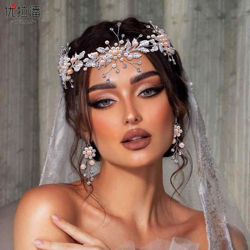 ウェディング ヘッドドレス ヘアアクセサリー 結婚式 花 レディース ラインストーン バンド 合金 リーフ 手作り シルバー パフォーマンス 撮影 衣装 エレガ...