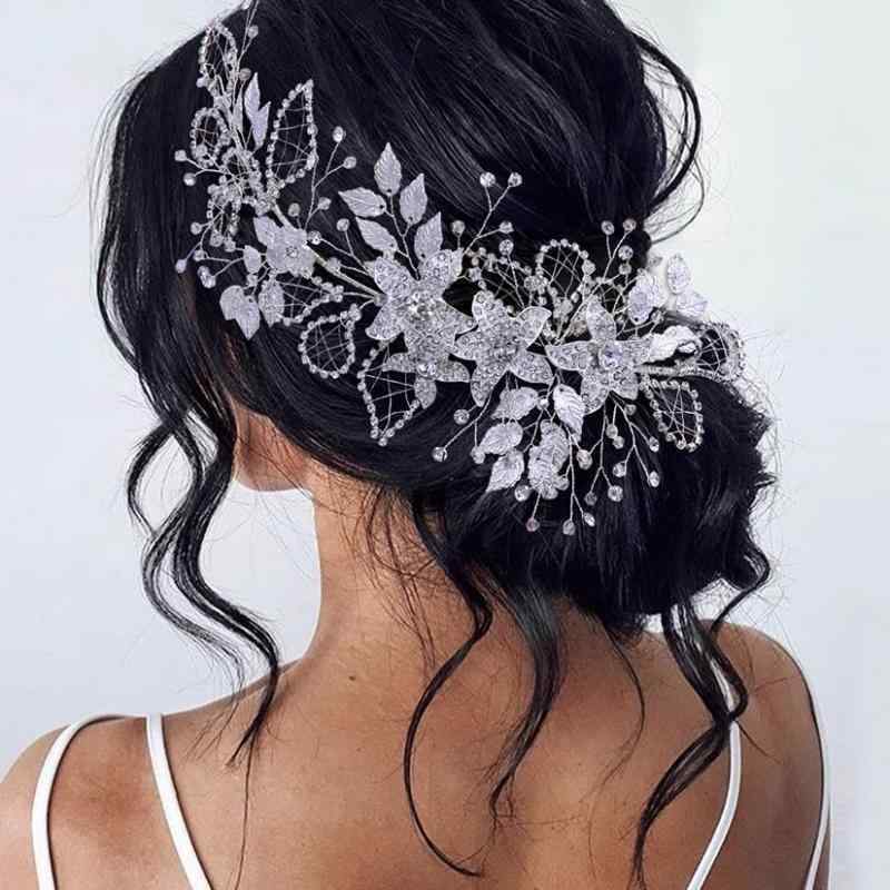 ウェディング ヘッドドレス 花 キラキラ 華やか ボタニカル ヘアコーム 可愛い 痛くない ブライダル 髪..