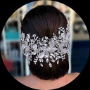 ウェディング ヘッドドレス 花 キラキラ 華やか ビジュー ラインストーン ヘアコーム 可愛い お団子 グッズ ブライダル 髪飾り 披露宴 シルバー ゴールド