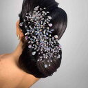 ウェディング ヘッドドレス 花 オーロラ ストーン ビジュー ラインストーン ヘアコーム 可愛い ブライダル 髪飾り 披露宴 シルバー ゴールド