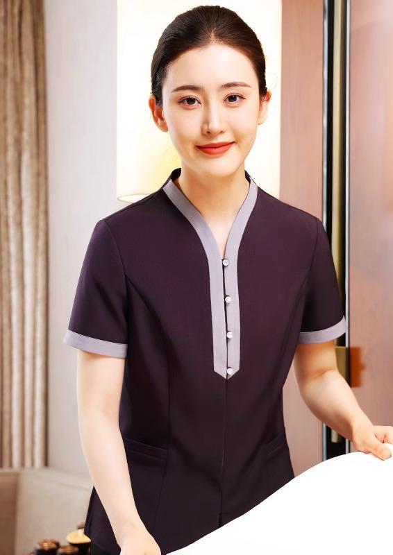 清掃 ユニフォーム 女性 春夏 トップス 半袖 レディース おしゃれ 中国風 掃除 作業着 制服 長