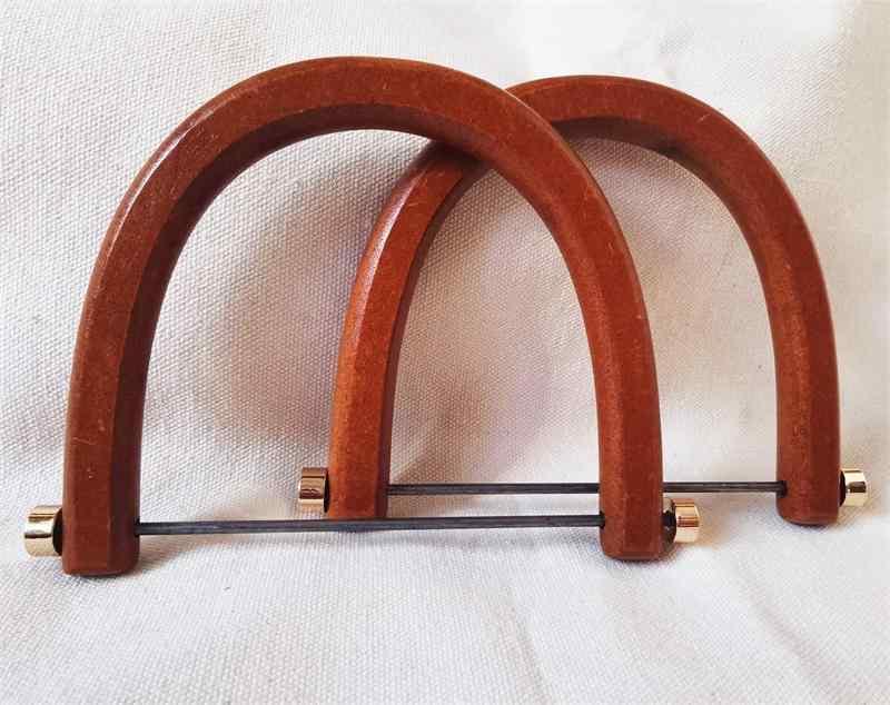 手芸 持ち手 木製 13cm U字型 DIY ハンドメイド 裁縫 バッグ カバン ハンドル パーツ 材料 素材 金具 着脱可 シンプル 茶
