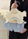 キッズ 女の子 服 夏 韓国 薄手 ベビー 幼児 トップス ボトムス ショートパンツ ウエストゴム 半袖 ニットベスト Tシャツ シンプル かわいい 青 アイボリー ピンク ハート チェック柄