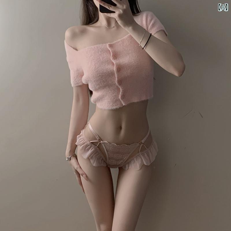 セクシー ランジェリー パンティー 紐パン セット レディース 大人 かわいい ショーツ 下着 透け ナイロン レース フリル リボン ローライズ 薄手 メッシ...