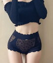 セクシー パンティー レディース ハイウエスト 腹部コントロール 薄手 春夏 ショーツ レース 透け感 シームレス ひびきにくい 大きめ リボン 波型 かわいい...