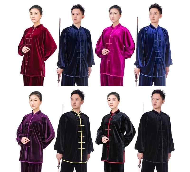 太極拳 服 レディース ヨガ 瞑想 運動 拳法 表演服 おしゃれ 動きやすい暖かい 練習着 メンズ 長袖 秋冬 厚手 紫 黒 赤 上下セット パンツ 大きいサイ...